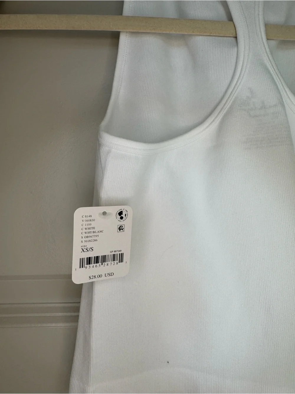 Free People White Ribbed Tank Top